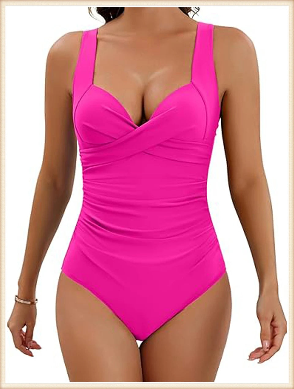 Plain Ruched Swimsuit One Piece