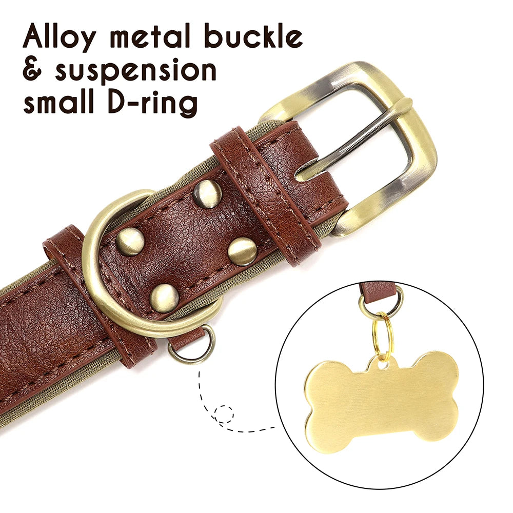 Customized PU Leather Nameplate Dog Collar.