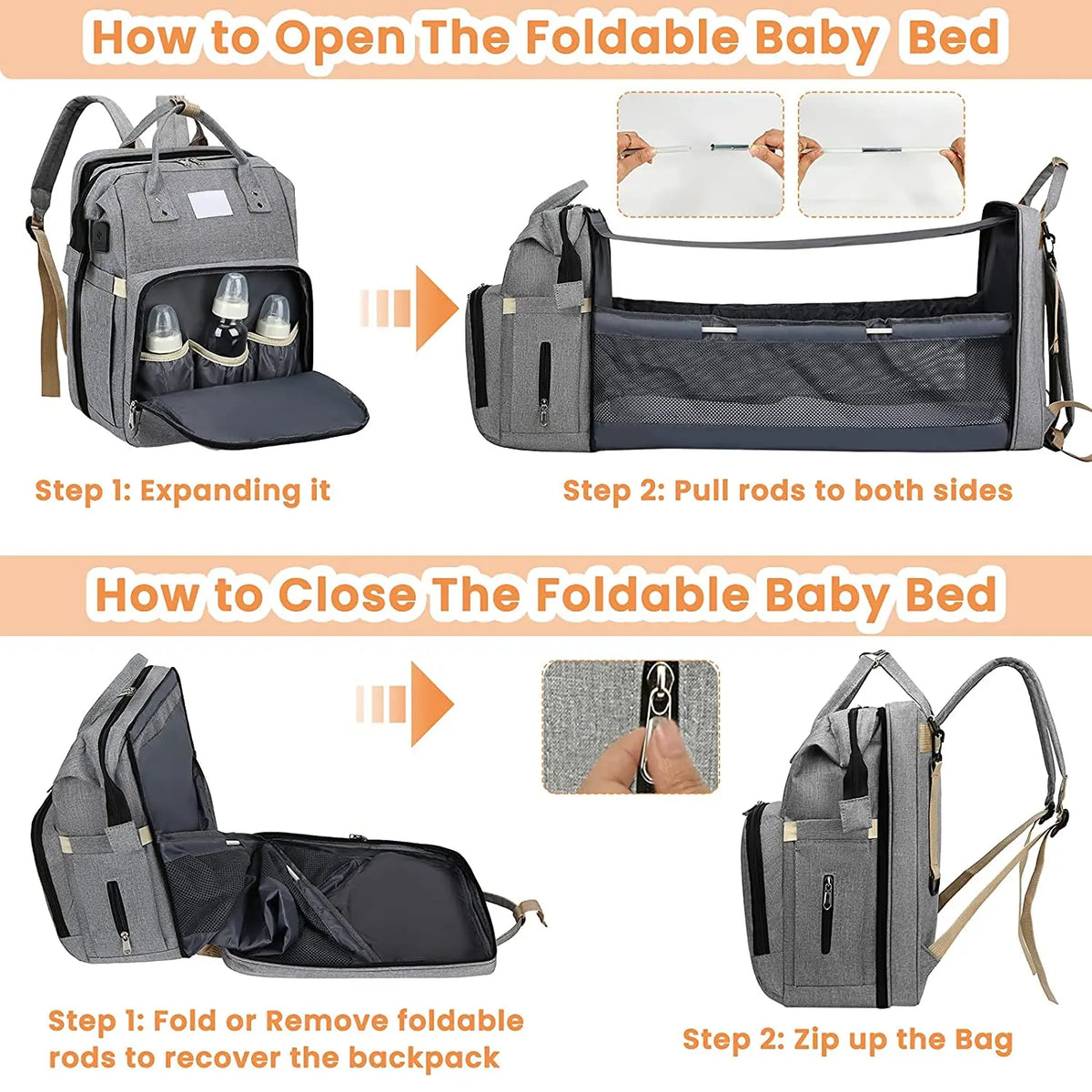 Folding Portable Baby Nappy Bag.