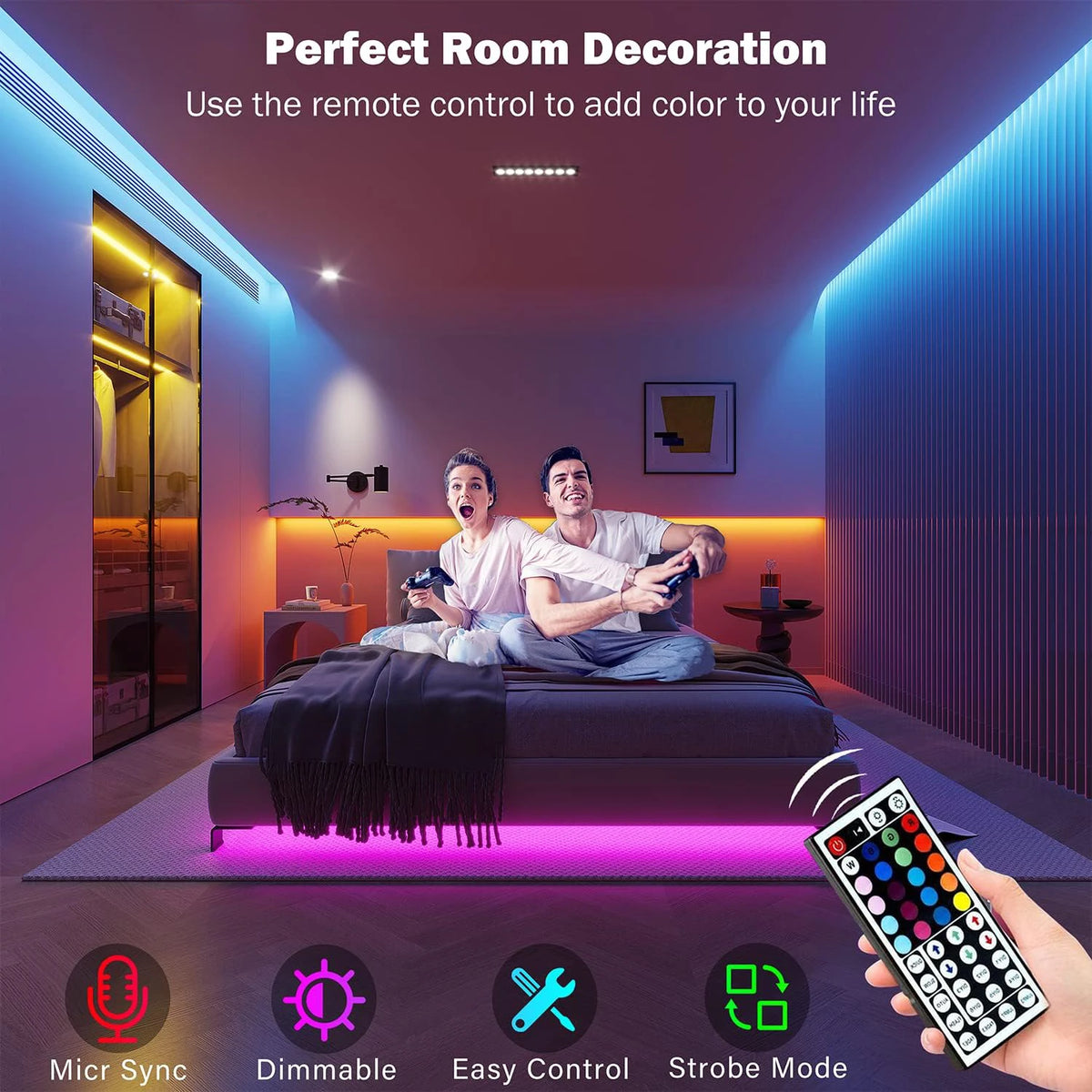 RGB Led Strip Lights 5m 10m 20m 30m Led Room Light with APP Control.