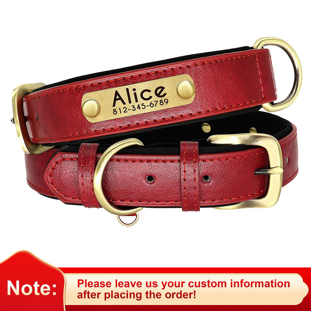 Customized PU Leather Nameplate Dog Collar.